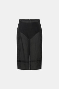 Ghost view CAMILLA AND MARC Noe Skirt in Black with a sheer high‑waisted pencil midi silhouette.