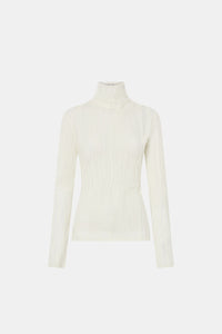 Nova Top - CAMILLA AND MARC Nova textured knit long sleeve skivvy top in cream