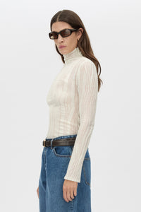 Nova Top - CAMILLA AND MARC Nova textured knit long sleeve skivvy top in cream
