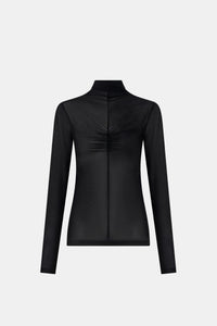 Ghost view CAMILLA AND MARC Novel Long Sleeve Stocking Top in Black with ruched bust detail.