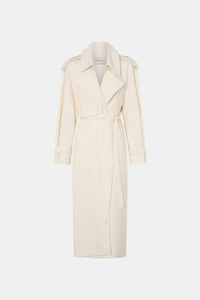 Ghost view CAMILLA AND MARC Ontario Trench Coat in cream with contrast knot epaulette detailing.