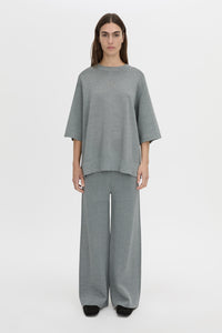 Front view CAMILLA AND MARC boxy Onyi Oversized Knit Tee in grey marle.