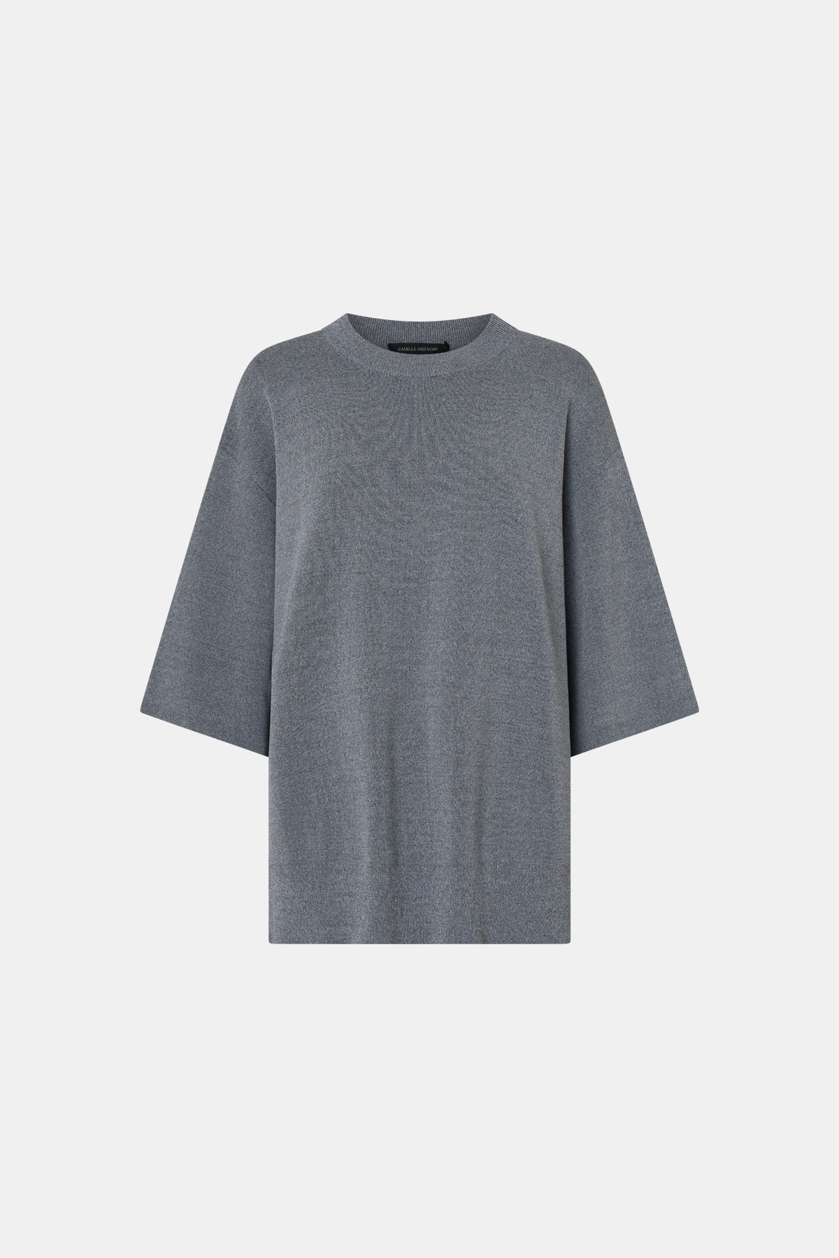 Ghost view CAMILLA AND MARC boxy Onyi Oversized Knit Tee in grey marle.