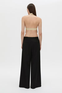 Back view CAMILLA AND MARC Oren Stripe Crop Top with a handkerchief high-neckline.
