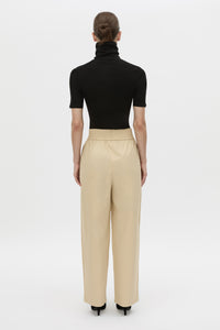 Back view CAMILLA AND MARC Oren Stripe Wide Leg Pant in ochre stripe with an elasticated gathered waistband.