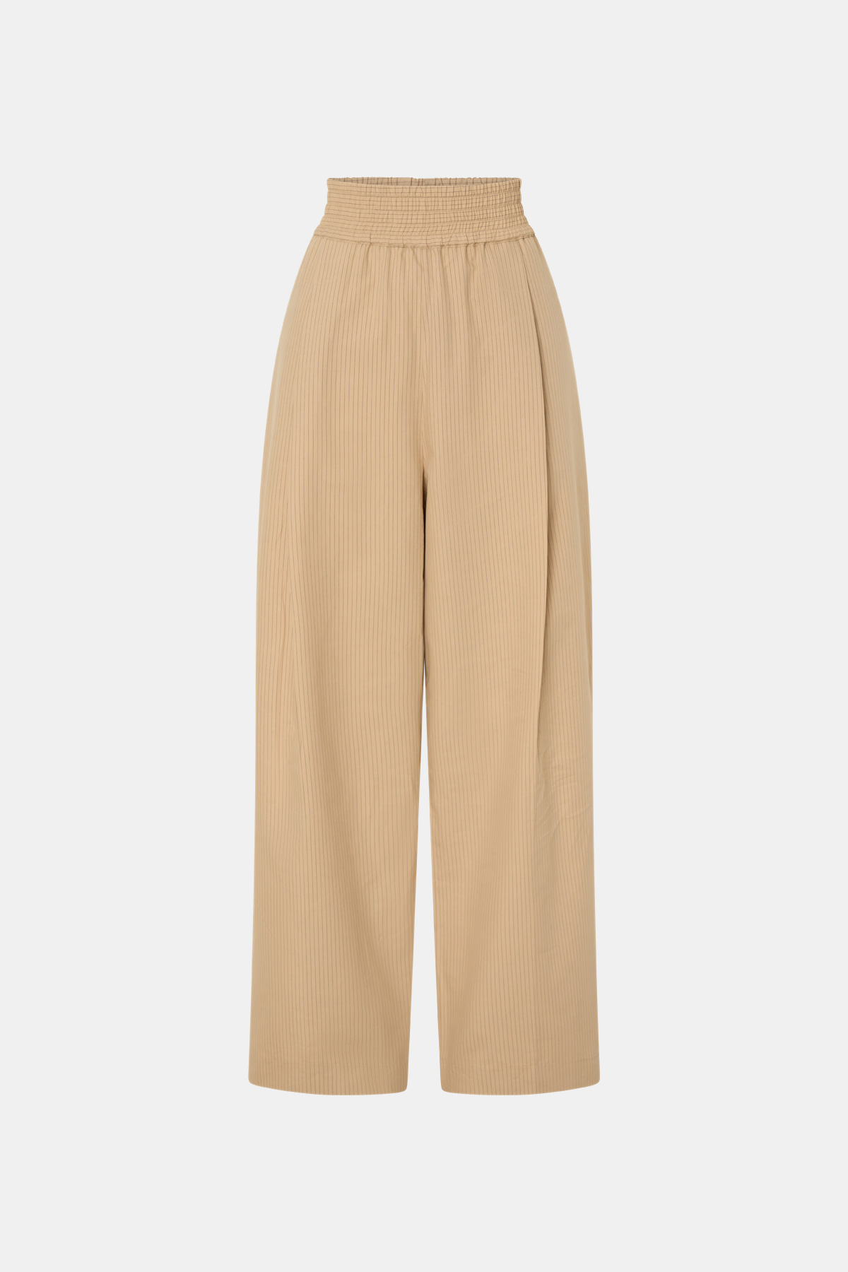 Ghost view CAMILLA AND MARC Oren Stripe Wide Leg Pant in ochre stripe with an elasticated gathered waistband.