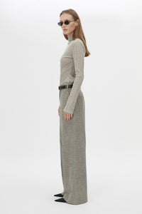 Side view CAMILLA AND MARC Orsa Top in Beige with a textured jersey finish and long‑sleeve silhouette.