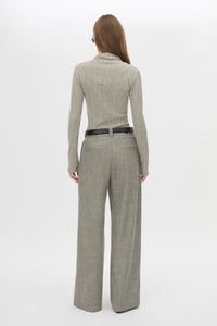 Back view CAMILLA AND MARC Orsa Top in Beige with a textured jersey finish and long‑sleeve silhouette.