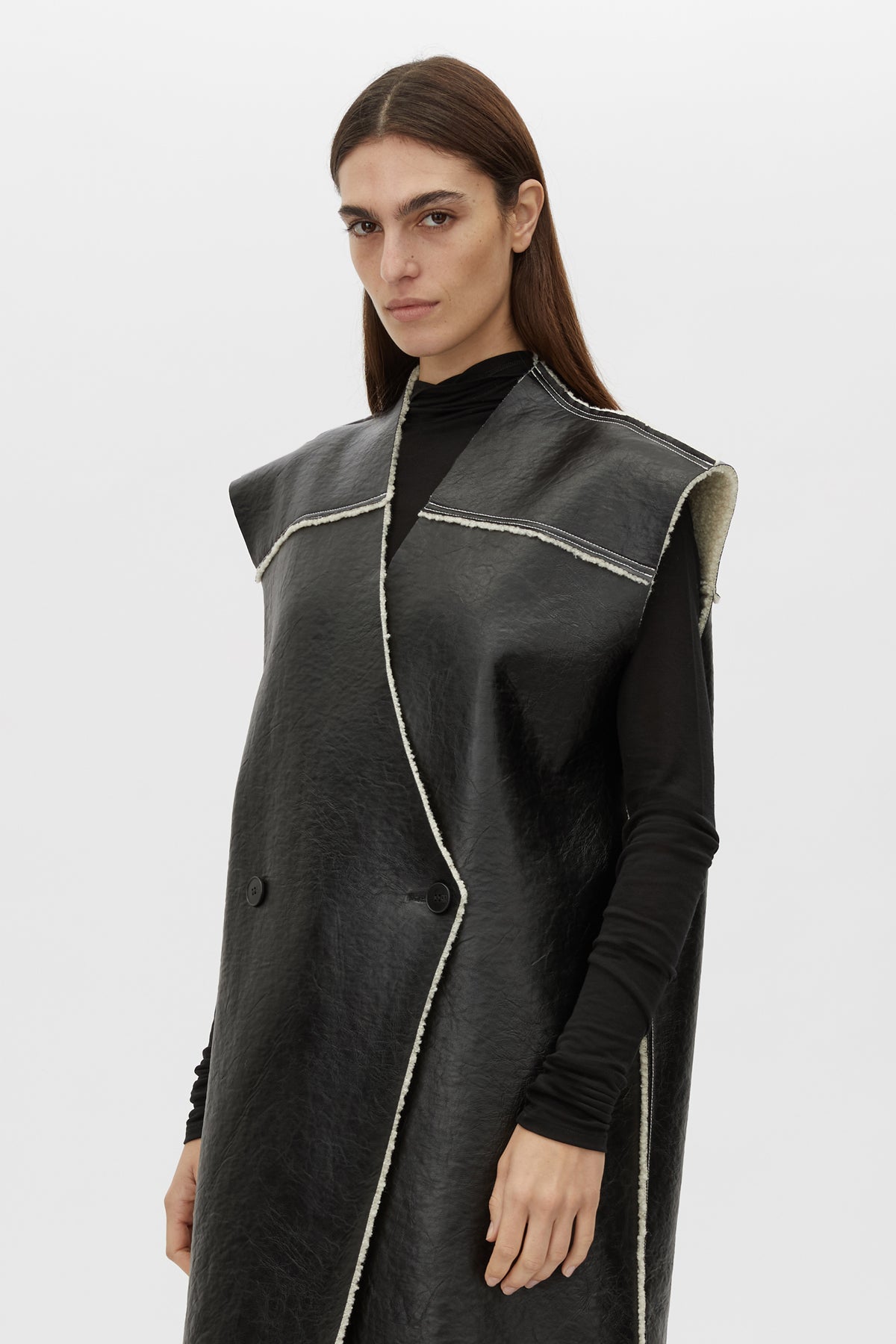 Oswald Reverse Shearling Long Vest