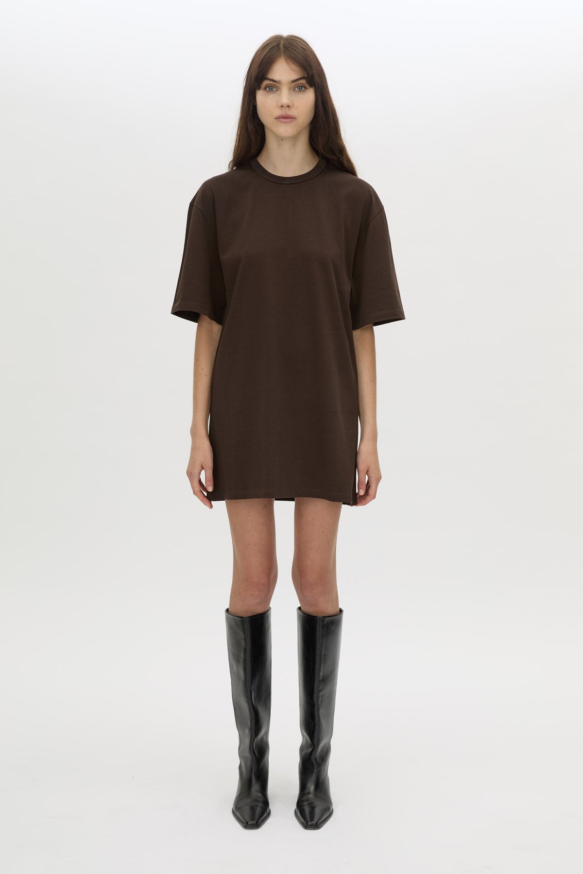Peretti Mini Tee Dress in Espresso Brown - CAMILLA AND MARC C&M