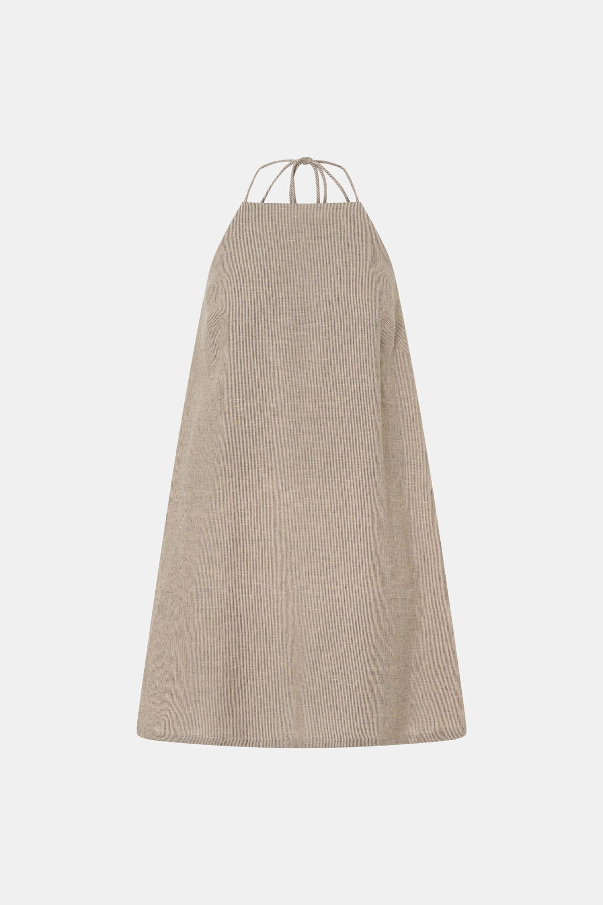 Ghost view CAMILLA AND MARC Phostre Halter Mini Dress in sand with a halter neckline.