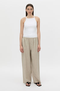 Front view CAMILLA AND MARC wide-leg Phostre Relaxed Pant in sand with a mid‑rise fit.