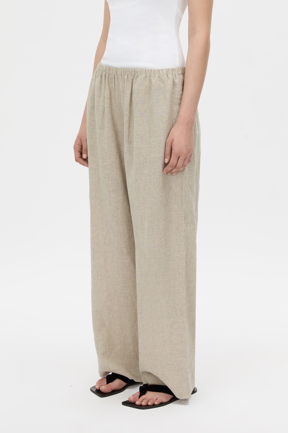 Cropped view CAMILLA AND MARC wide-leg Phostre Relaxed Pant in sand with a mid‑rise fit.