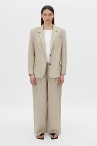 Styled view CAMILLA AND MARC wide-leg Phostre Relaxed Pant in sand with a mid‑rise fit.