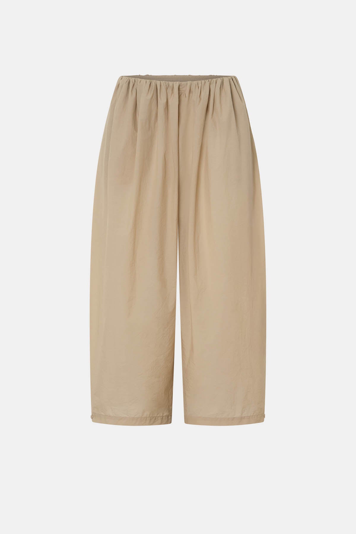 Ghost view CAMILLA AND MARC Pietro Gathered Wide Leg Pant in stone with a voluminous leg.