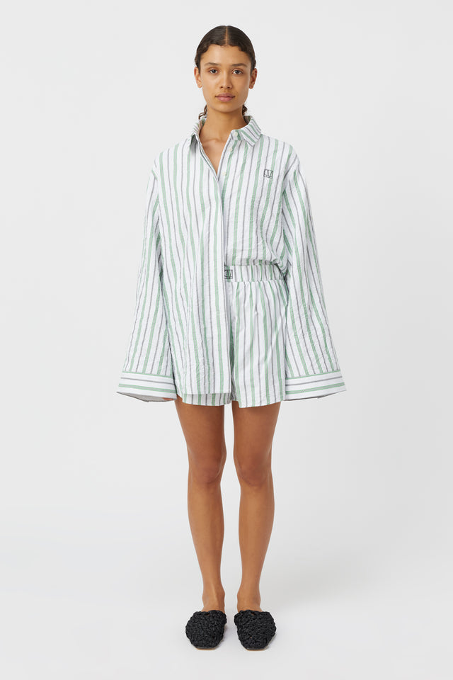 Camilla Long Sleeve Stripe Tee in Winter Green /White Camilla Long Sleeve Stripe Tee in Winter Green /White