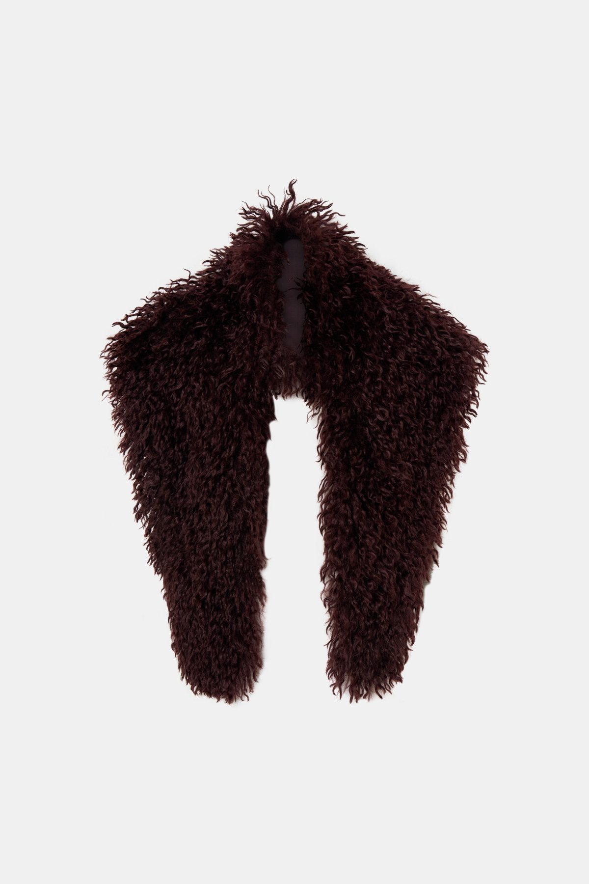 Ghost view CAMILLA AND MARC Renley Stole in burgundy faux‑fur.