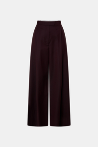 Ghost view CAMILLA AND MARC Revera Wide-Leg Pant in chocolate burgundy with tailored waistband and belt loops.