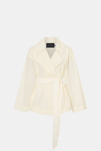 Ghost view CAMILLA AND MARC Rhia Sheer Cropped Trench in ivory white with a relaxed fit.