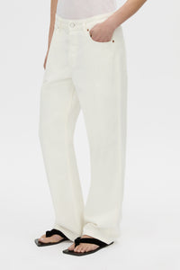 Cropped view CAMILLA AND MARC Rune Denim Jean in Salt White.
