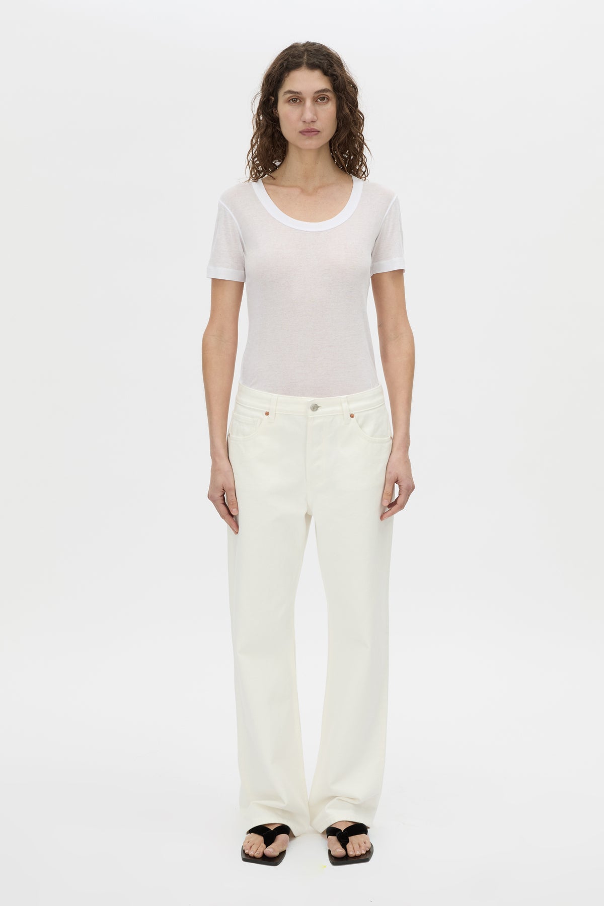Styled view CAMILLA AND MARC Rune Denim Jean in Salt White.