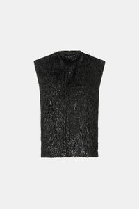 Sabel Top - CAMILLA AND MARC Sabel black sequin sleeveless shell top with high crew neckline