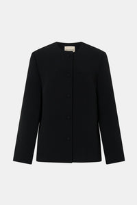 Ghost View CAMILLA AND MARC San fitted collarless blazer in black with Front button closure.