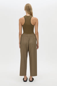 Back view CAMILLA AND MARC Sander Pant in Sable Marle with soft suiting finish and mid‑rise fisherman silhouette.