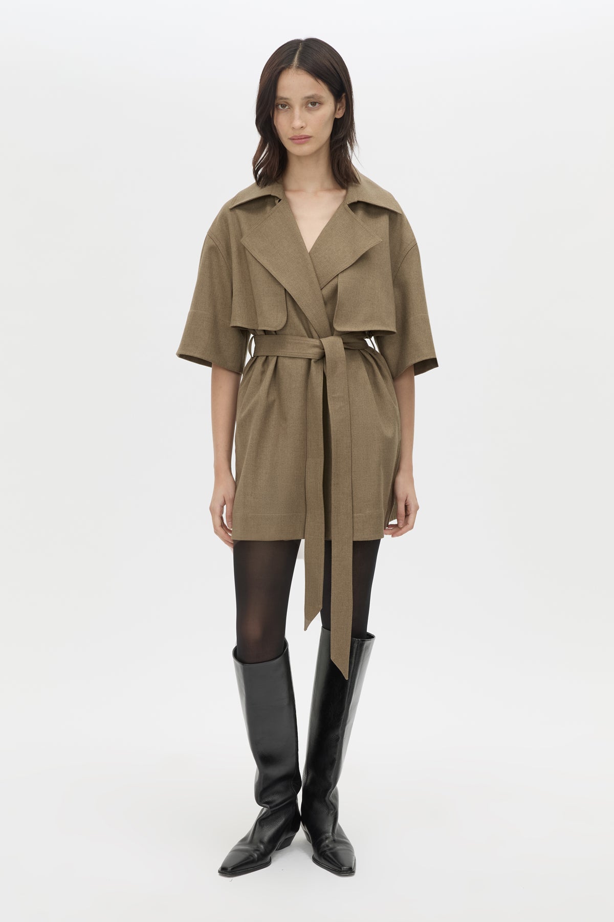 Sander Dress - CAMILLA AND MARC Sander mini short-sleeve trench dress in sable marle