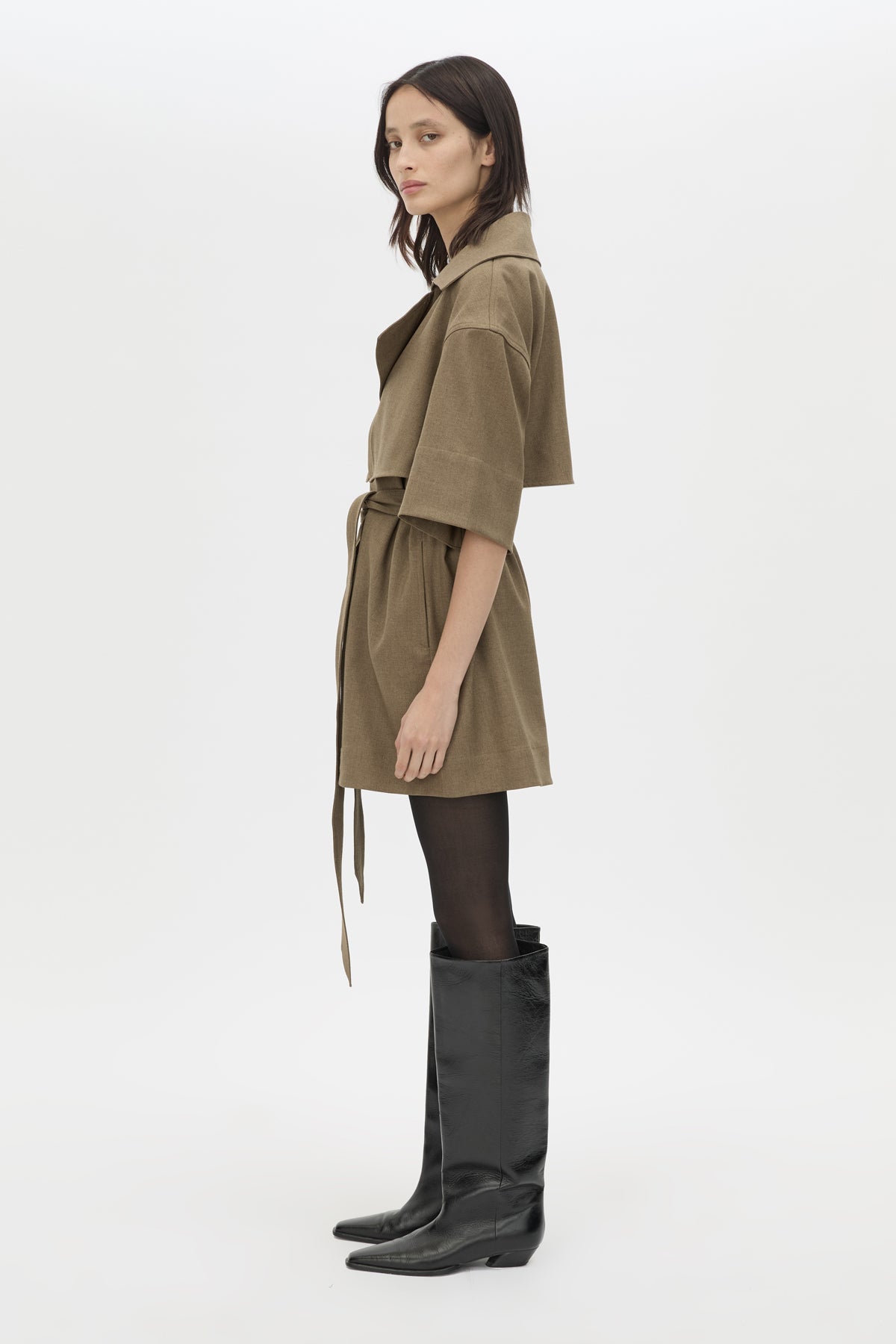 Sander Dress - CAMILLA AND MARC Sander mini short-sleeve trench dress in sable marle