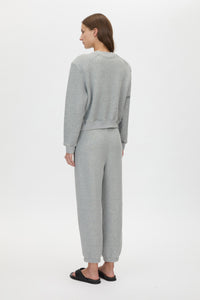 Three Quarter View - CAMILLA AND MARC Savannah Crew Neck Tracksuit Top in grey marle fleece. 