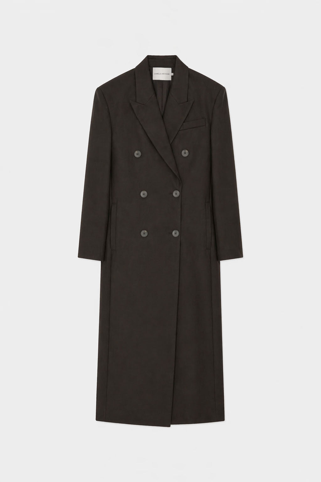 Saxony Double Breasted Coat in Espresso Pindot - CAMILLA AND MARC® C&M