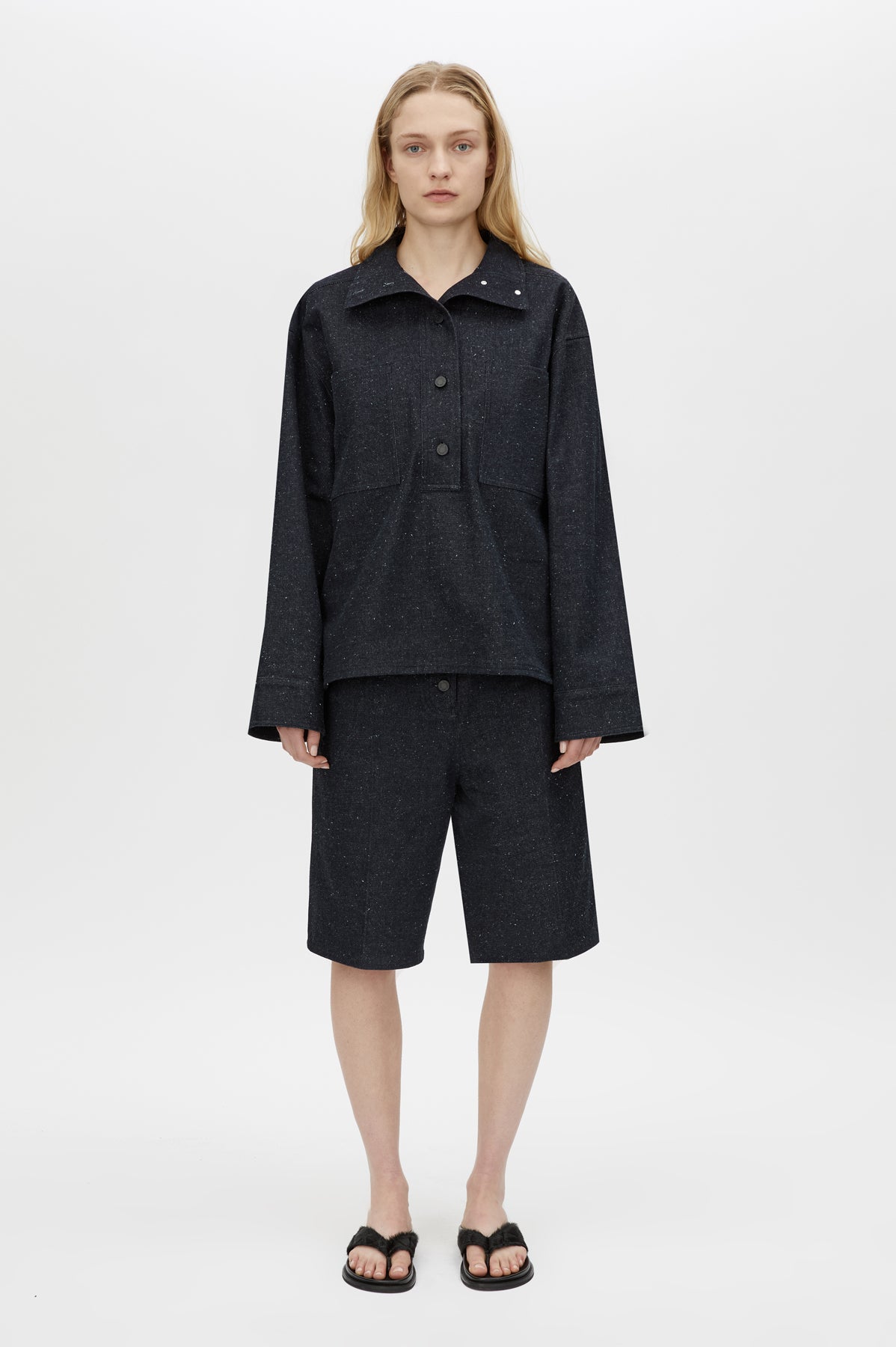 Scope Denim Pullover - CAMILLA AND MARC Scope quarter button down pullover in ink