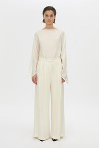 Front view CAMILLA AND MARC high-waisted Selin Pant in cream.