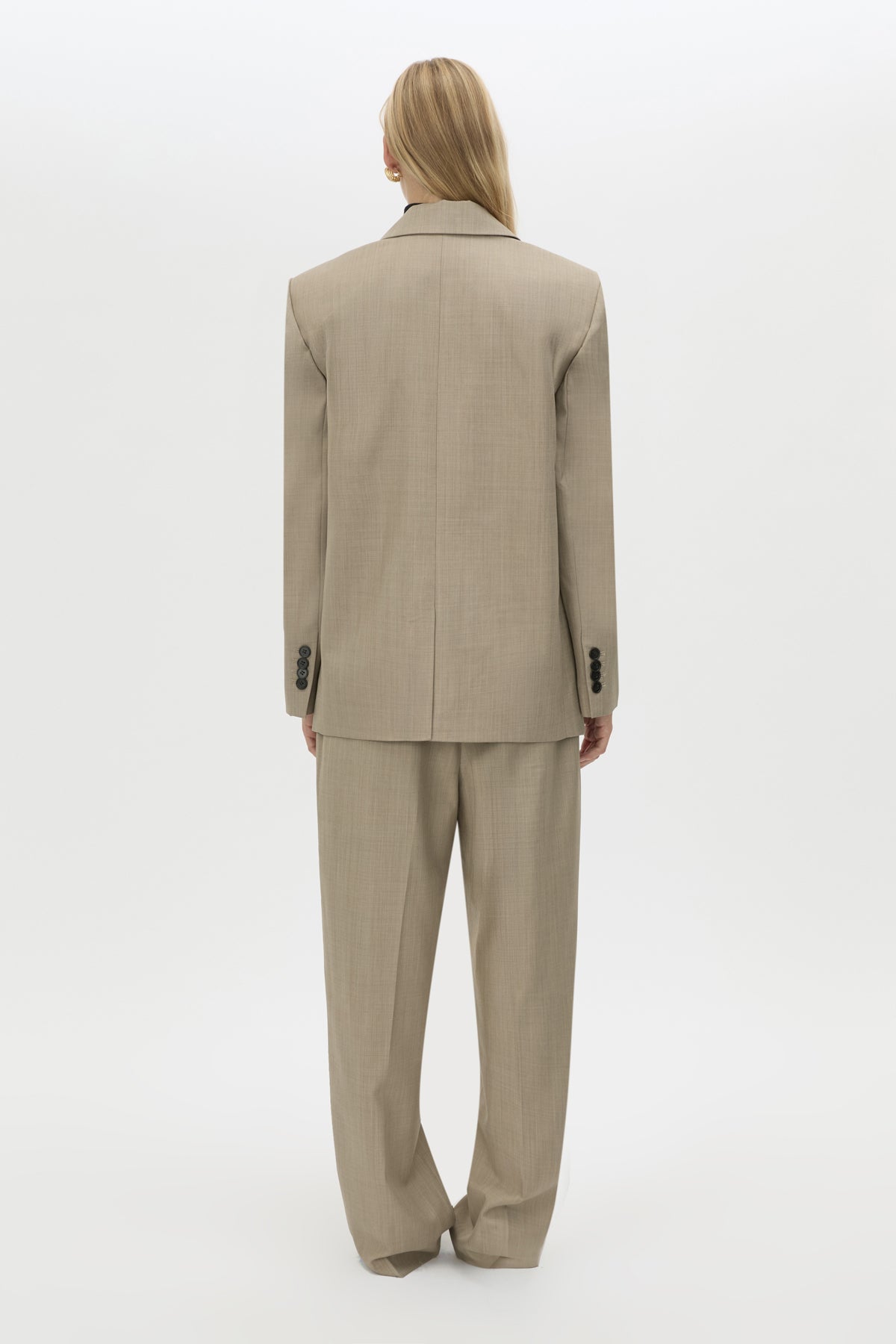 Back view CAMILLA AND MARC Seri Blazer in Stone Marle with back vent.