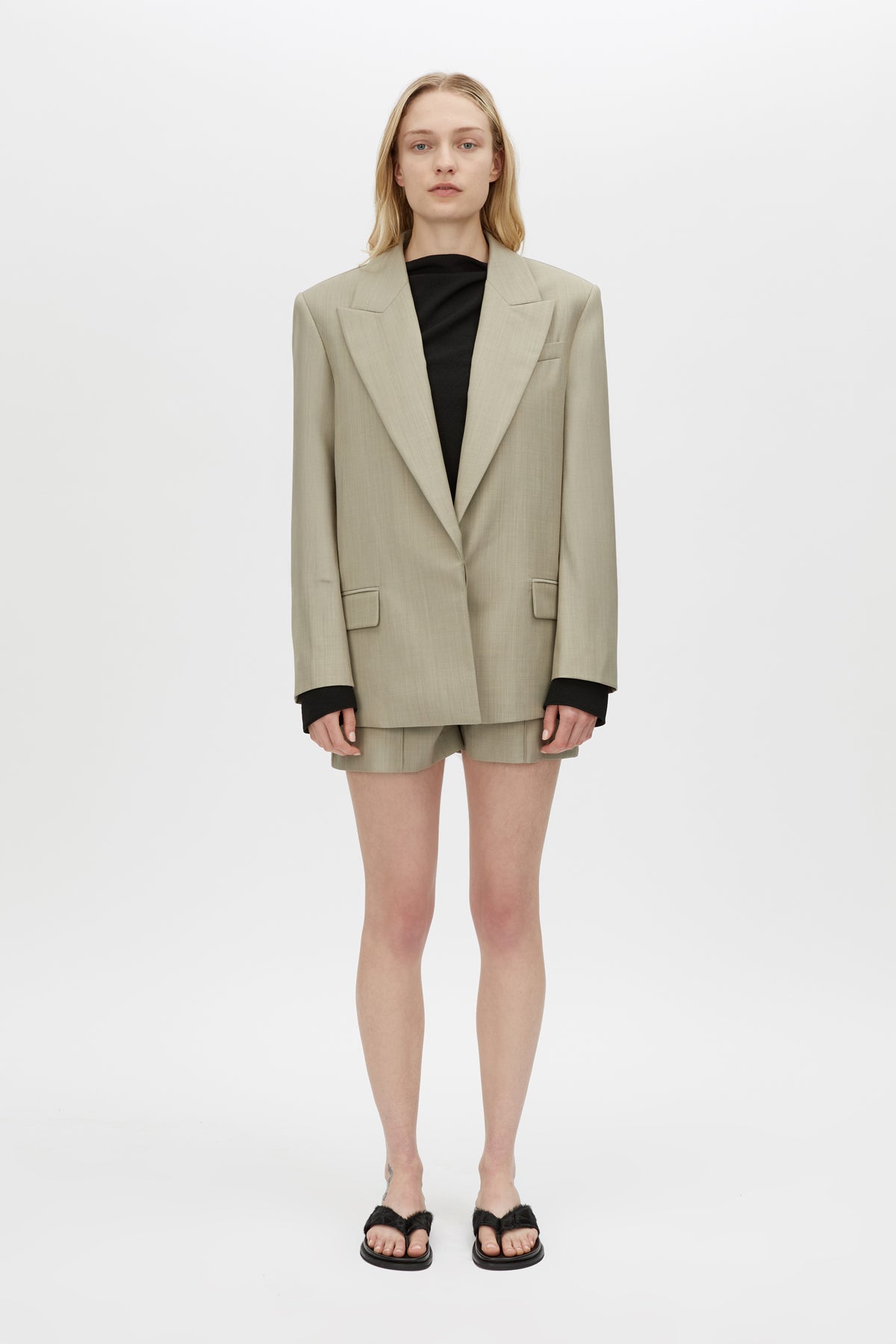 Seri Blazer - CAMILLA AND MARC Seri single breasted blazer in stone marle with contrast felt undercollar