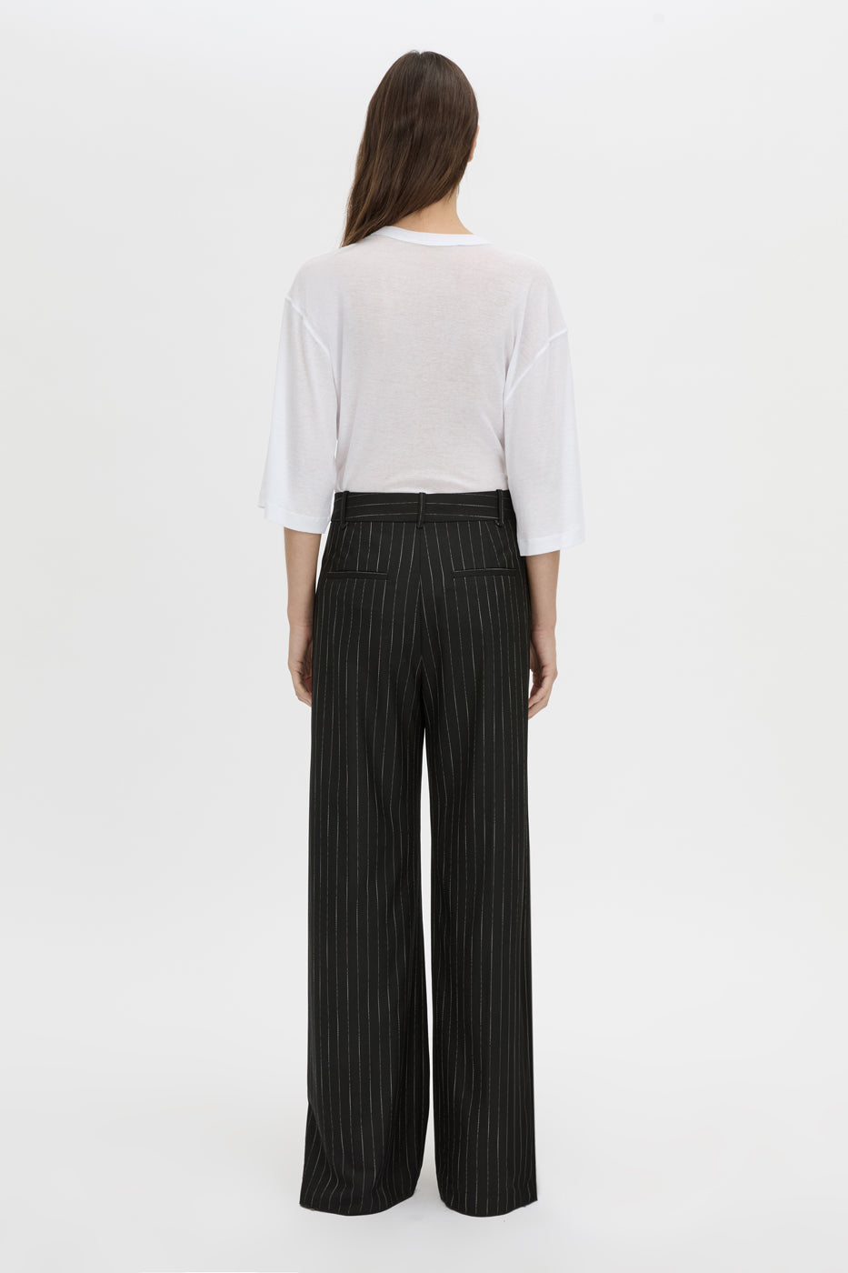 Back view CAMILLA AND MARC relaxed Siona Light Elbow Sleeve Top in soft white.