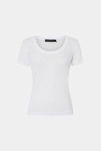 Ghost view CAMILLA AND MARC Siona Light Weight Fitted Tee in soft white with scoop neckline.