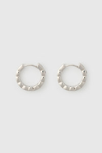 Side view CAMILLA AND MARC Sloane Huggies in Silver rhodium plating.