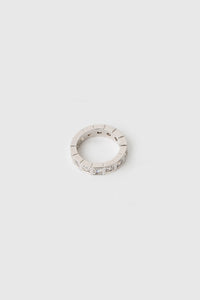 Top ghost view CAMILLA AND MARC Sloane Ring in worn‑look silver finished with cubic zirconia stones.