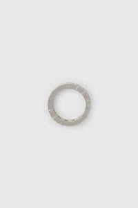 Front view CAMILLA AND MARC Sloane Ring in worn‑look silver finished with cubic zirconia stones.