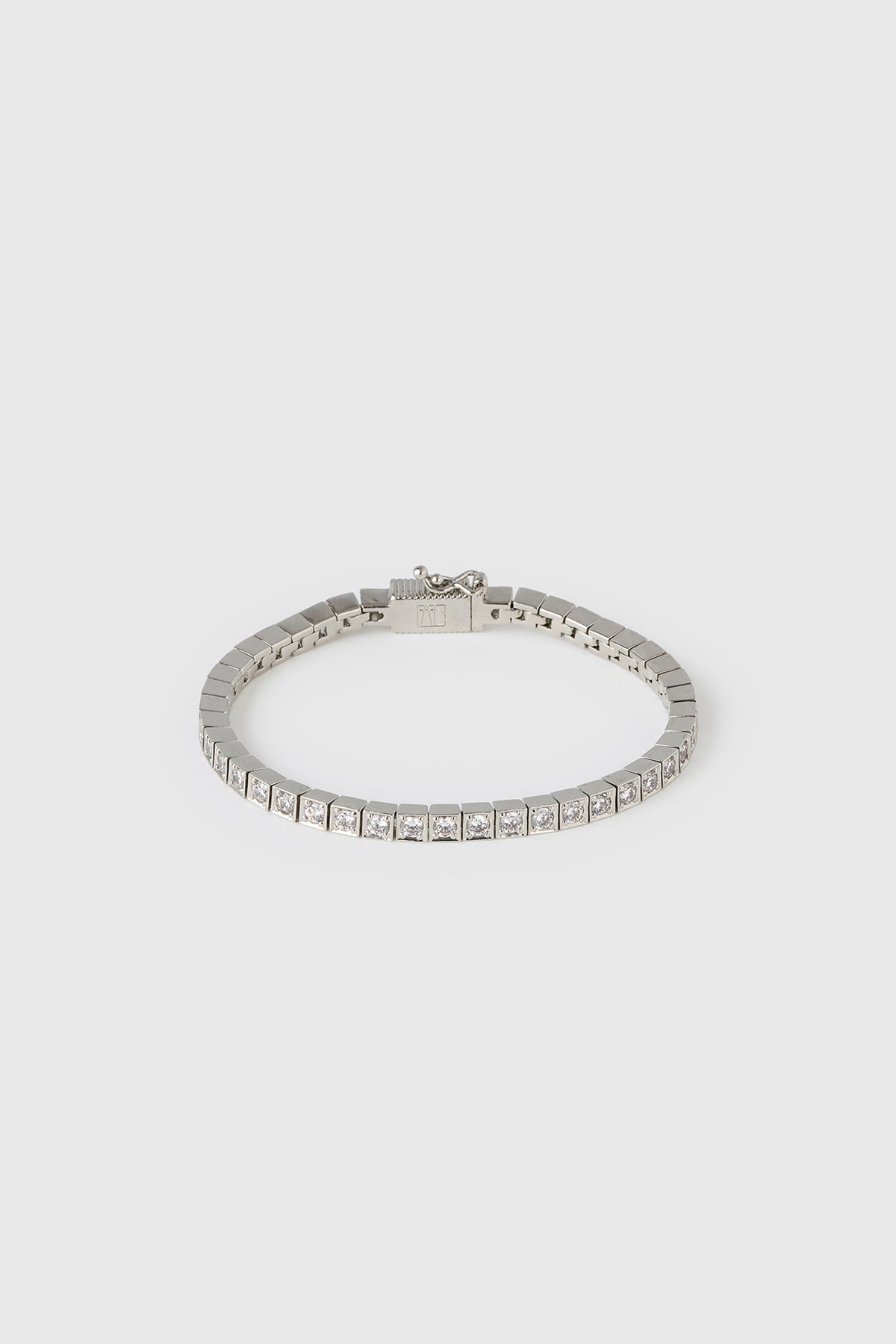 Front view CAMILLA AND MARC Sloane Bracelet in Silver finished with rhodium plating.