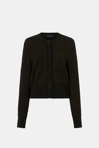 Ghost view CAMILLA AND MARC Soleo Textured Knit Cardigan in cocoa brown.