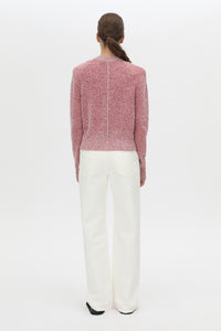 Back view CAMILLA AND MARC Soleo Textured Knit Cardigan in watermelon.