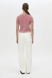 Back view CAMILLA AND MARC Soleo Textured Knit T‑Shirt in watermelon.