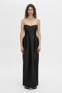 Front view CAMILLA AND MARC strapless Sona Maxi Dress in black with structured internal bodice.