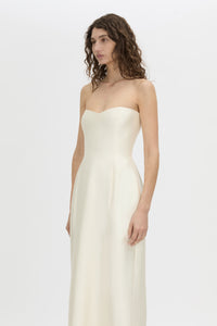 Cropped view CAMILLA AND MARC strapless Sona Maxi Dress in cream with structured internal bodice.