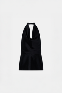 Ghost view CAMILLA AND MARC Sona Top in black with halter‑neck cowl neckline.