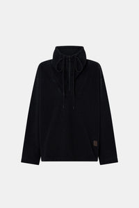 Ghost View - CAMILLA AND MARC Sorrell Denim Fleece Pullover Top in black.