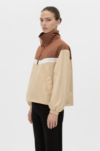 Cropped view CAMILLA AND MARC Storm Colour Block Pullover in mocha and bone.